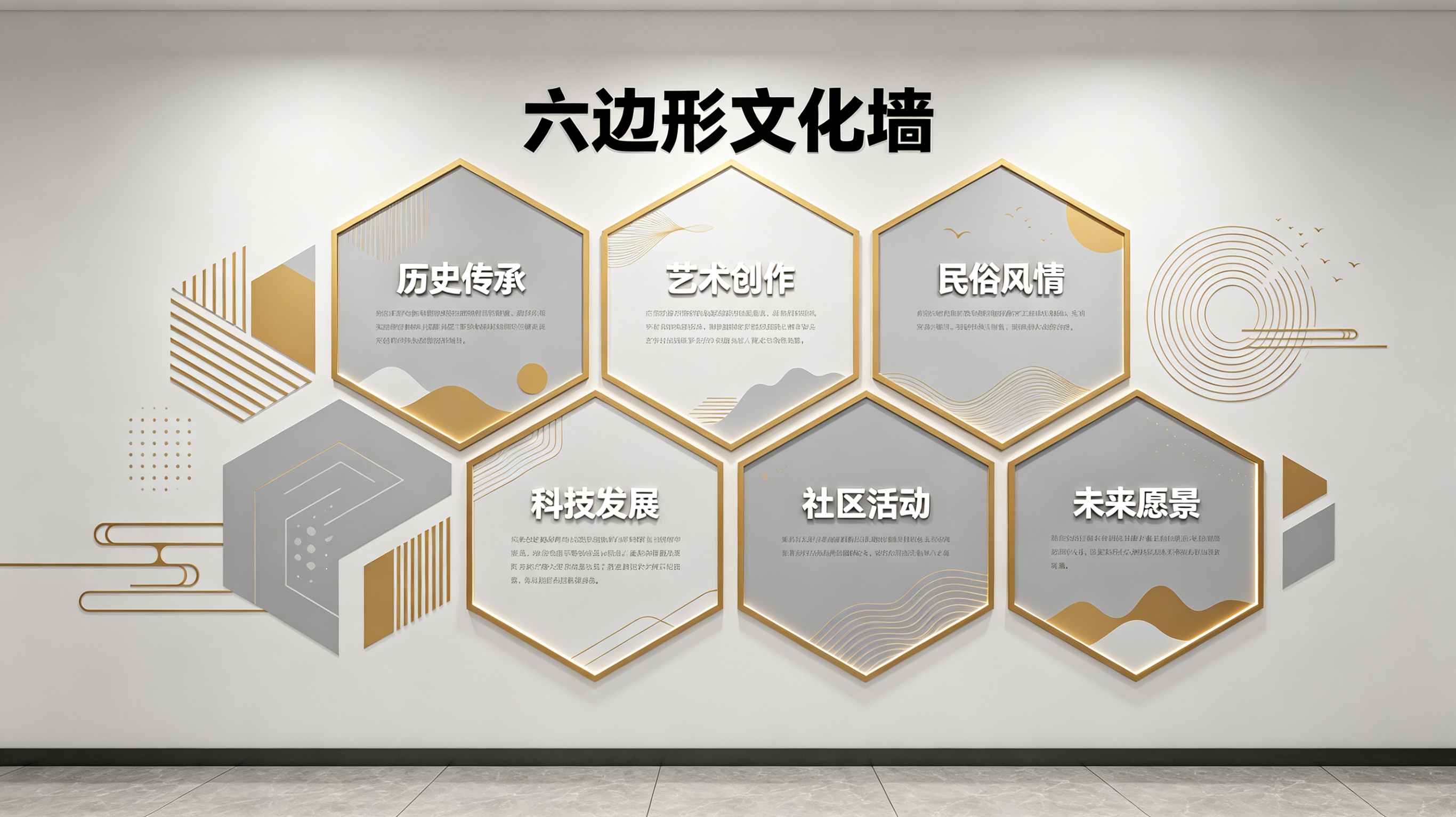 白水企业文化墙 | 六边形信息美学
